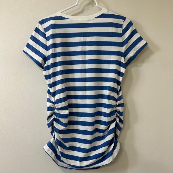 Old Navy NWT Womens Sz Medium Maternity Blue & White Striped Crew Neck T Shirt - Picture 6 of 6
